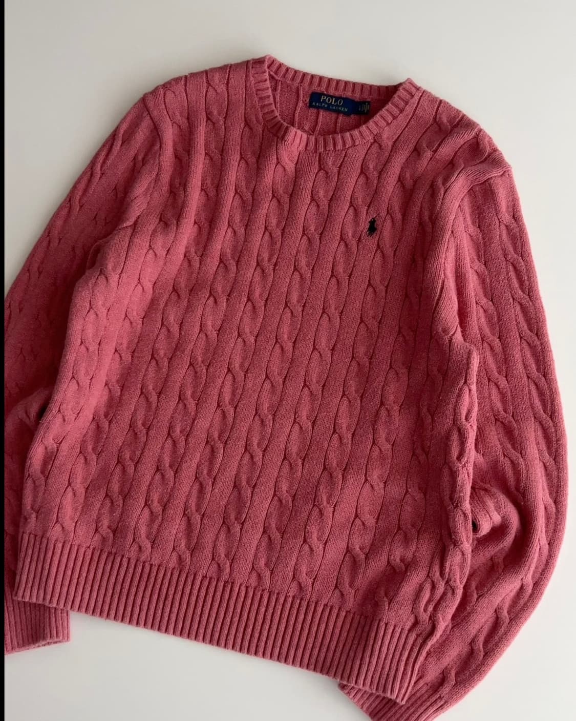 폴로 랄프로렌 케이블 핑크 꽈배기 라운드 니트 L 상품이미지2