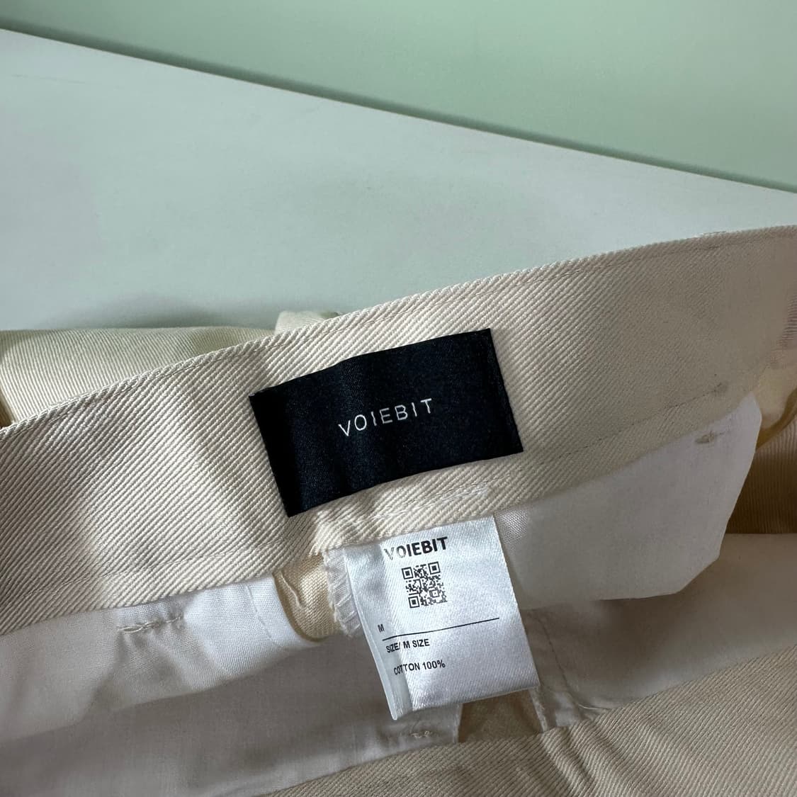 M-L 브아빗 하이웨스트 원턱 아이보리 코튼 도킹벌룬팬츠 상품이미지2