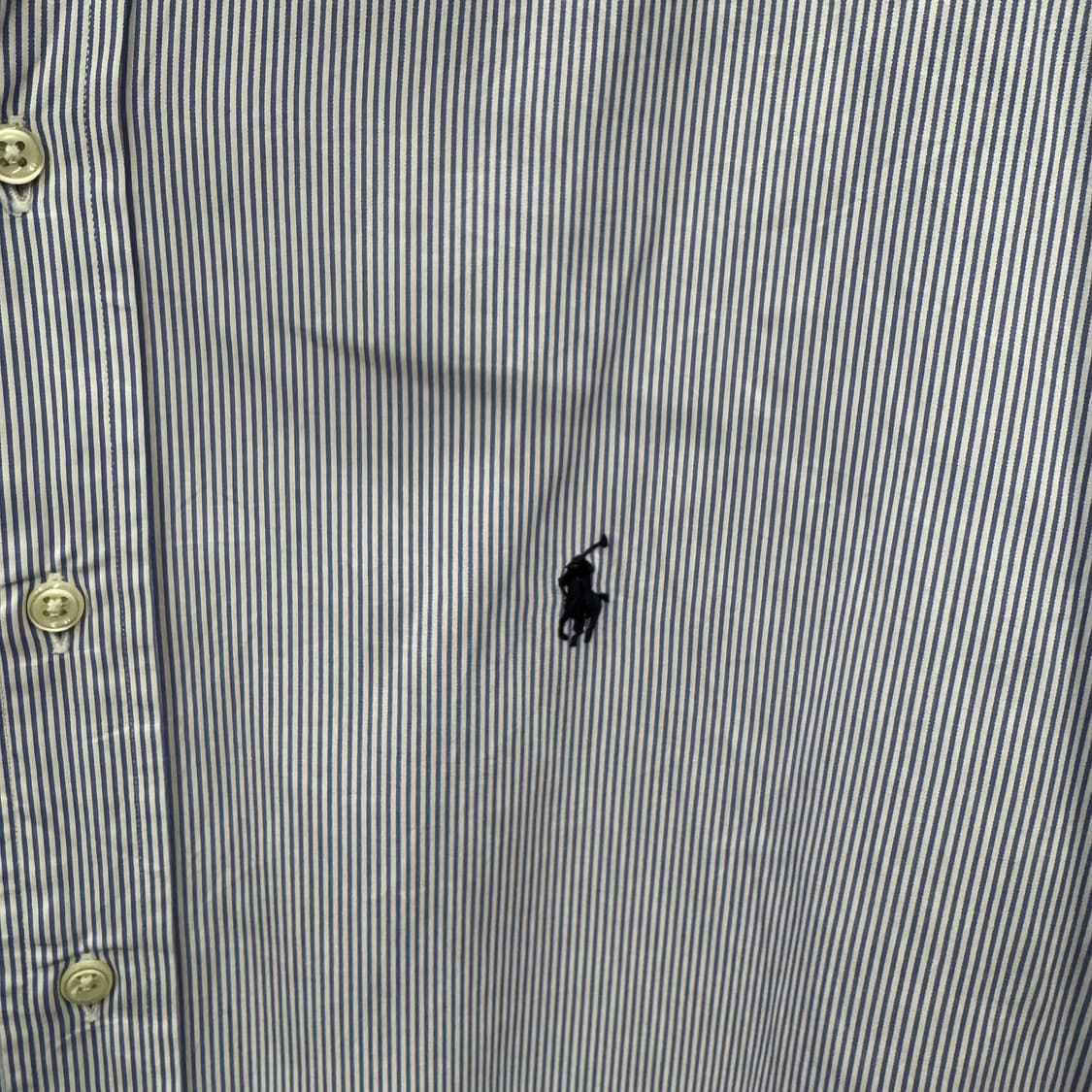 90s 폴로 랄프로렌 스트라이프 긴팔 셔츠 네이비 포니 로고 블루 상품이미지5