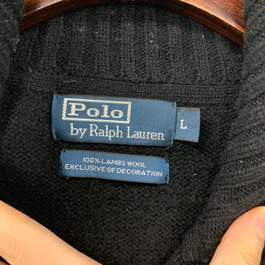 폴로 랄프로렌 램스울 블랙 니트집업 상품이미지6