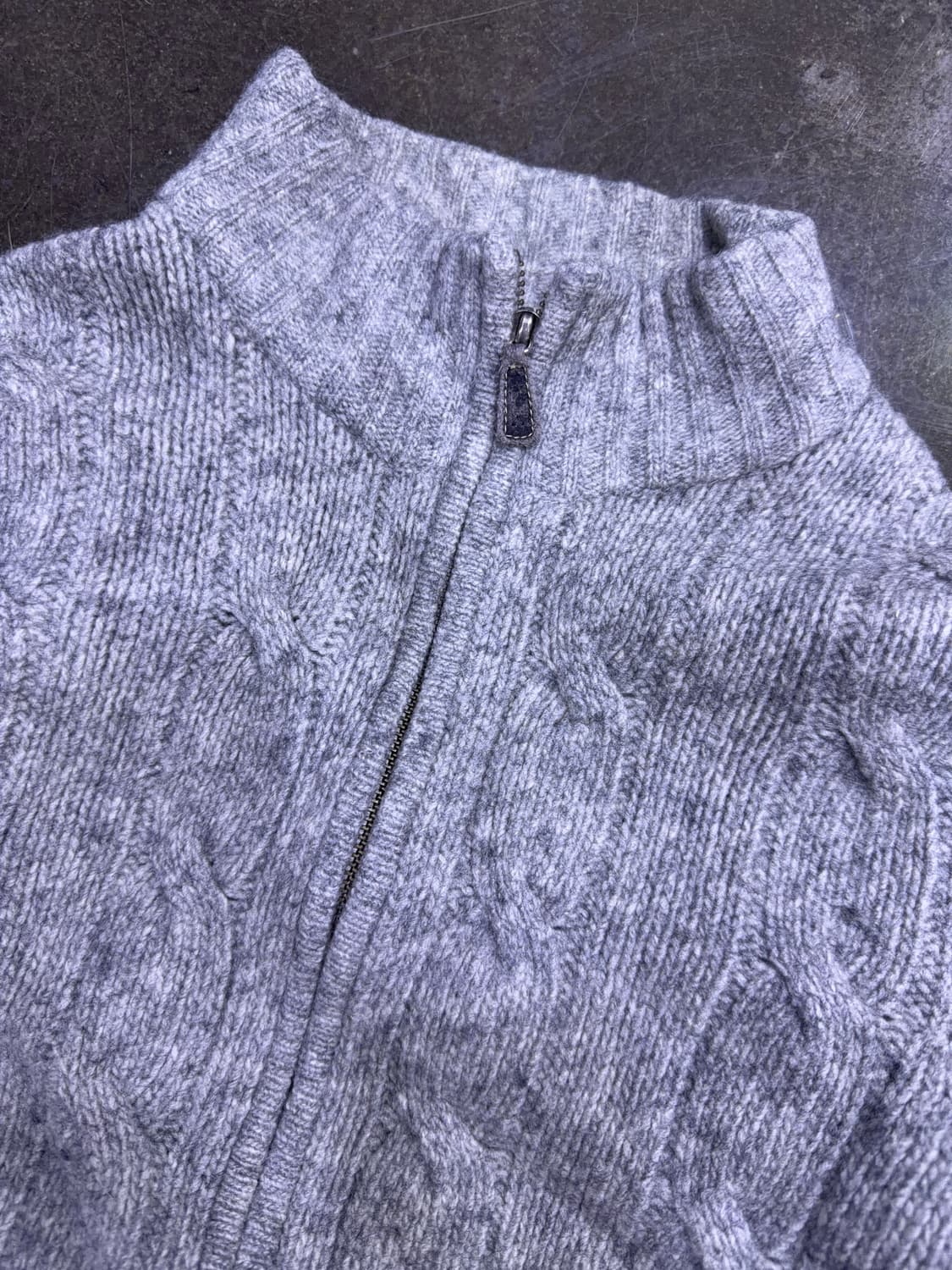 타미힐피거 코튼 케이블 니트 스웨터 투웨이 집업 라이트 그레이 M 상품이미지3