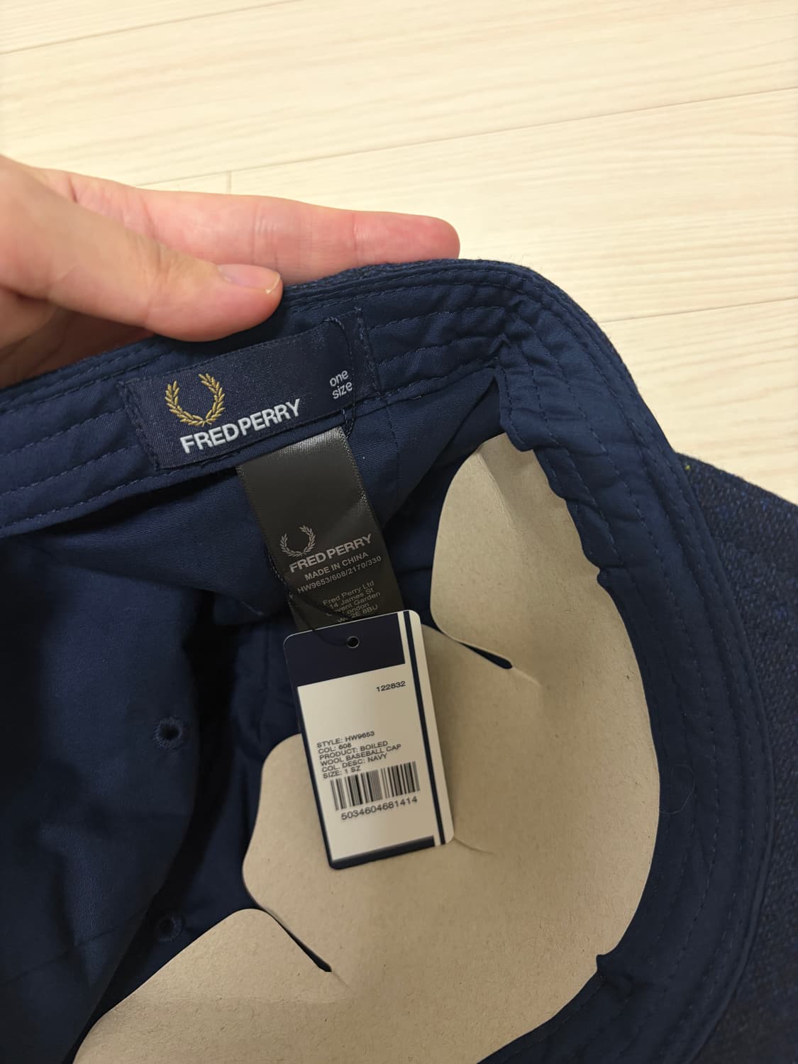 프레드페리 6패널 울 캡 네이비 새상품 상품이미지3