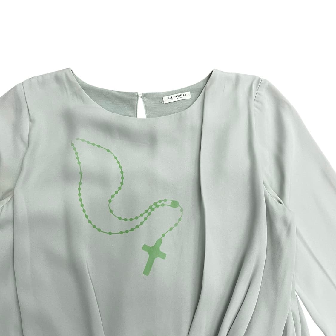 Wrap Detail Mint Loose Blouse Top 상품이미지6
