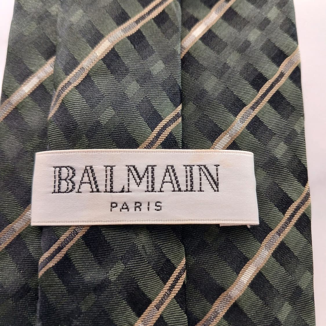 발망 실크 다크그린 체크 패턴 넥타이 9.8cm A등급 A18770
 상품이미지6