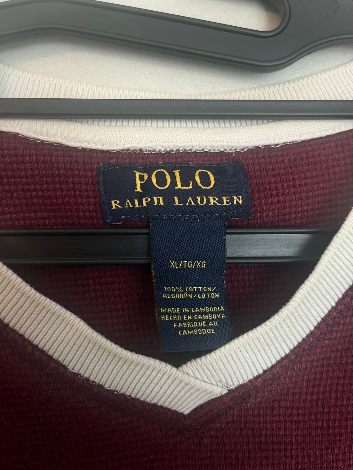 폴로 랄프로렌 와플 반팔 니트 티셔츠 버건디 와인 [XL] 상품이미지4