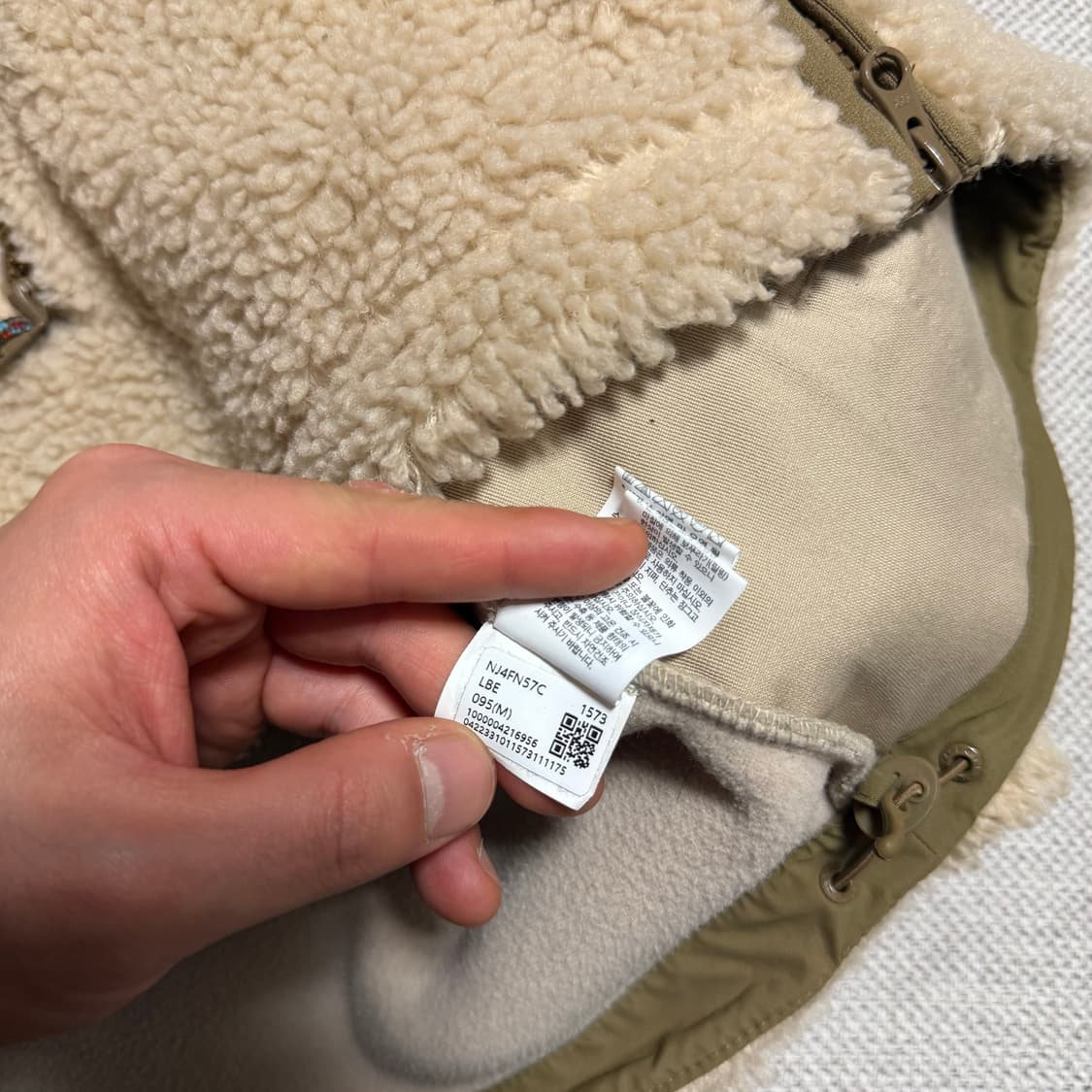 노스페이스 플레이 그린 플리스 후드 라이트 베이지 M 상품이미지5