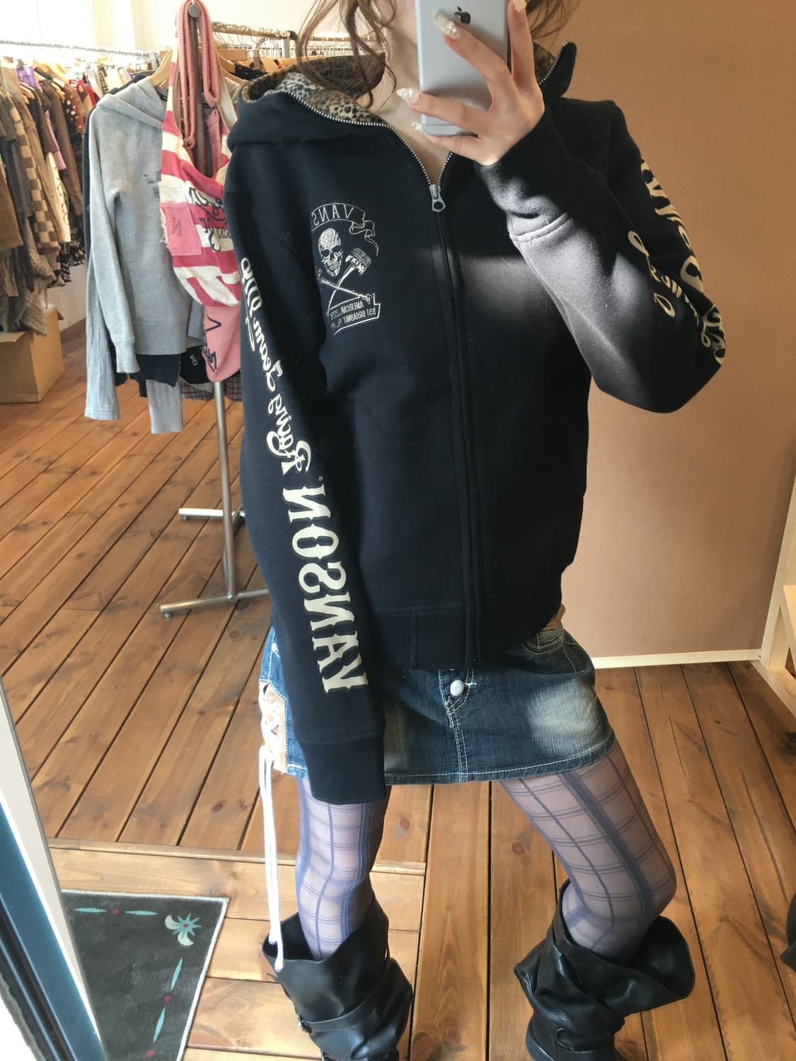 밴슨 레오파드 레이어드 후드집업 상품이미지4