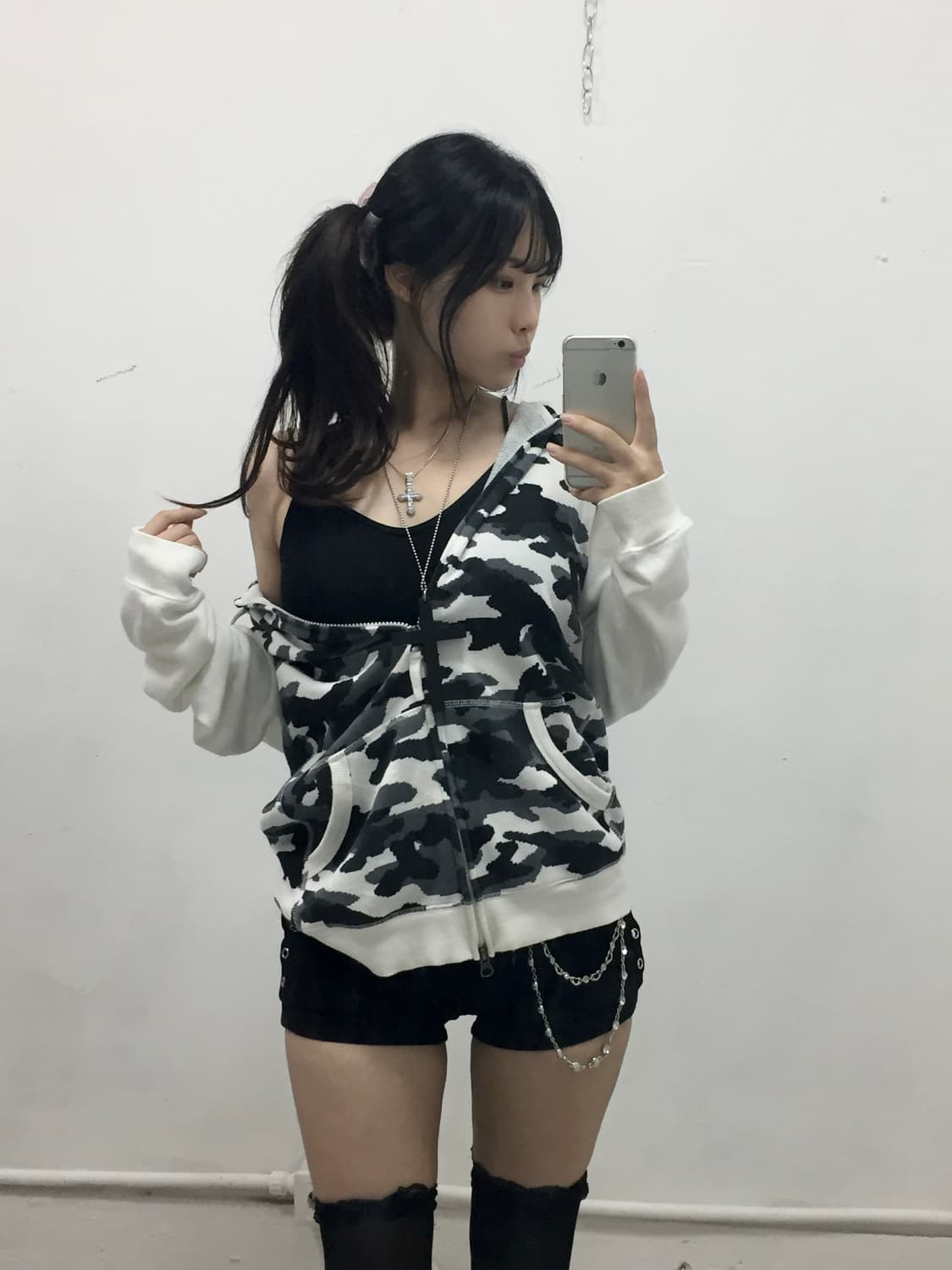 그레이 카모플라쥬 y2k 후드집업 상품이미지1