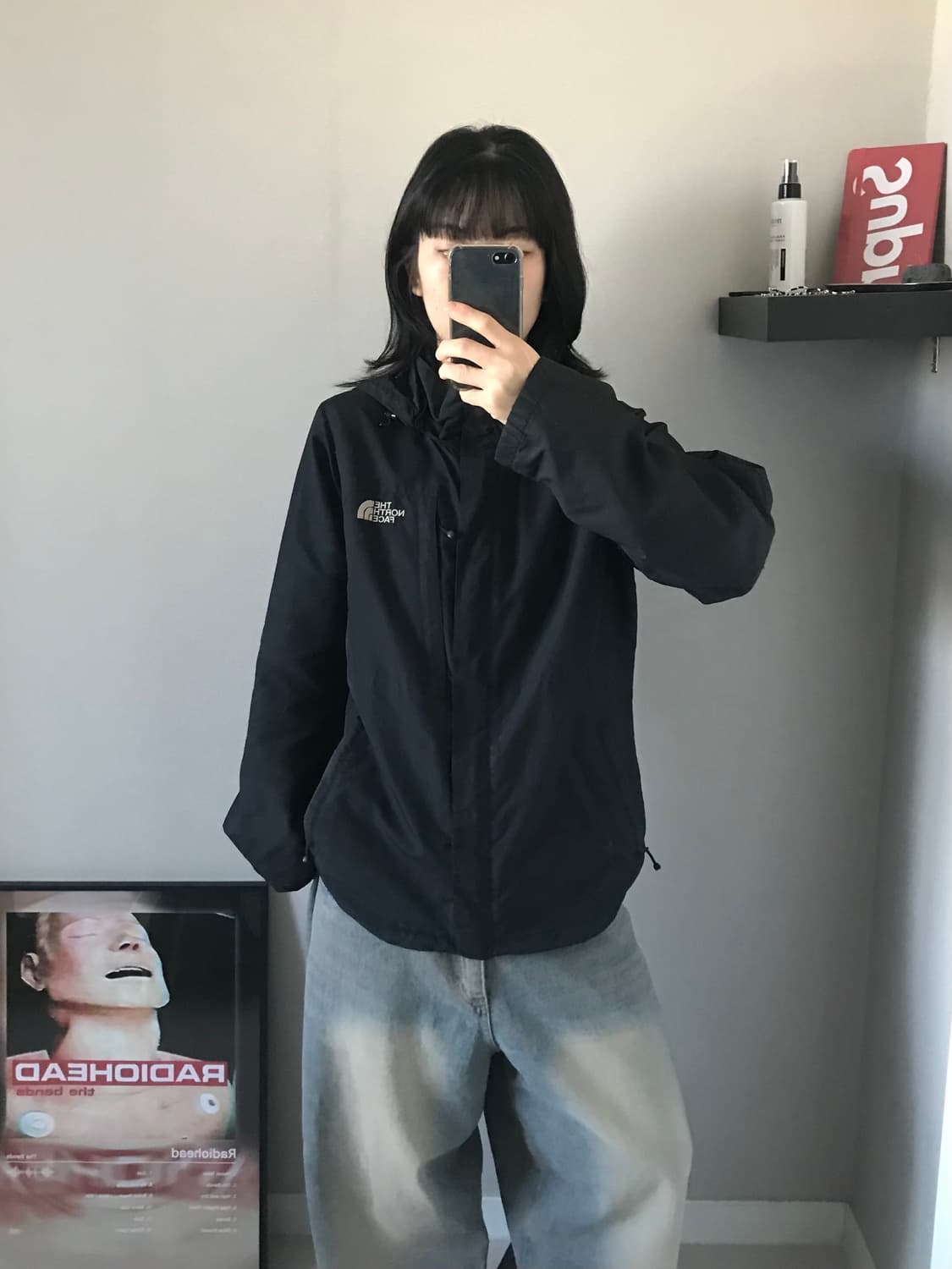 노스페이스 로고 윈드 블랙 바람막이 자켓 상품이미지1