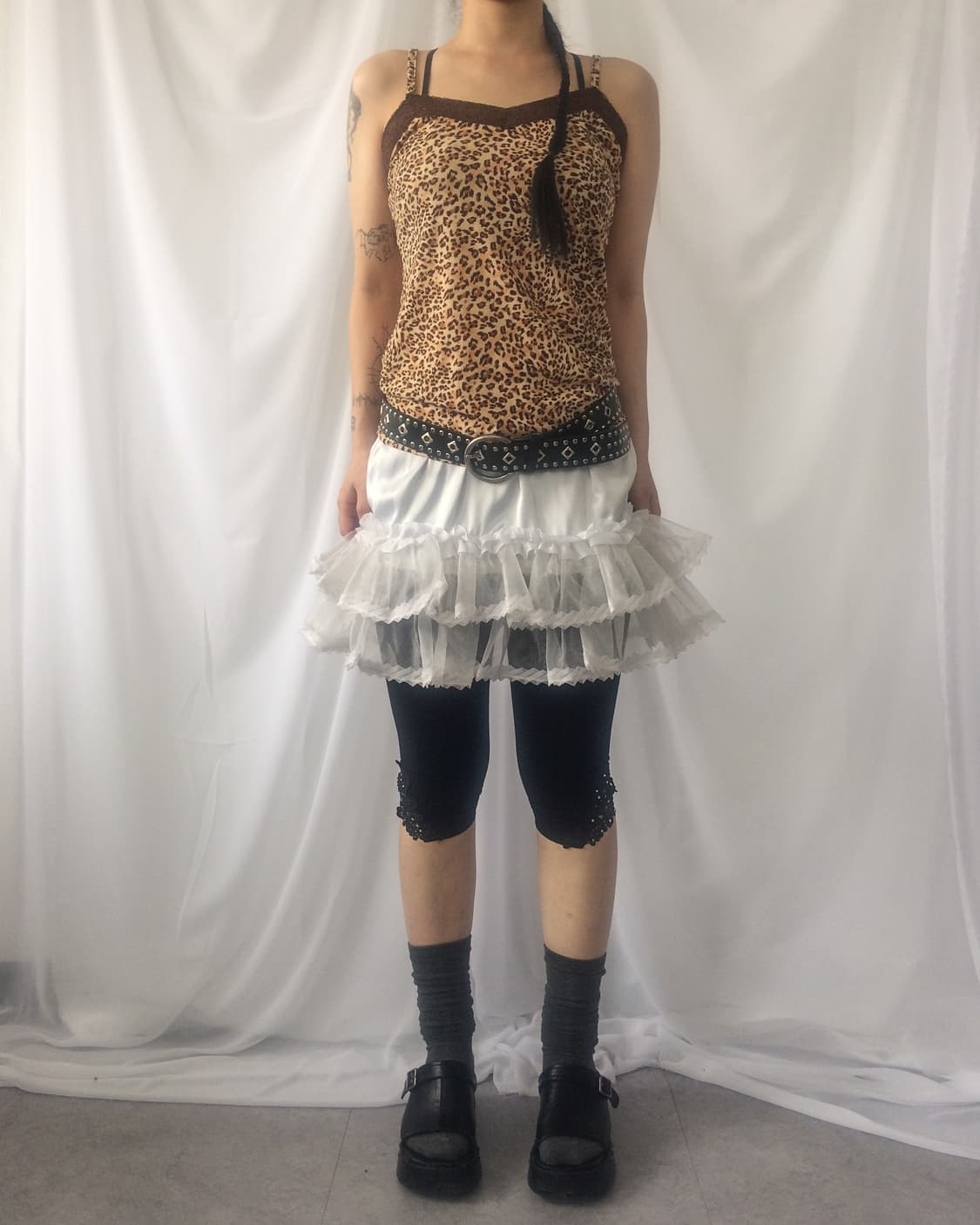 Lace trimming leopard pattern sleeveless 상품이미지5