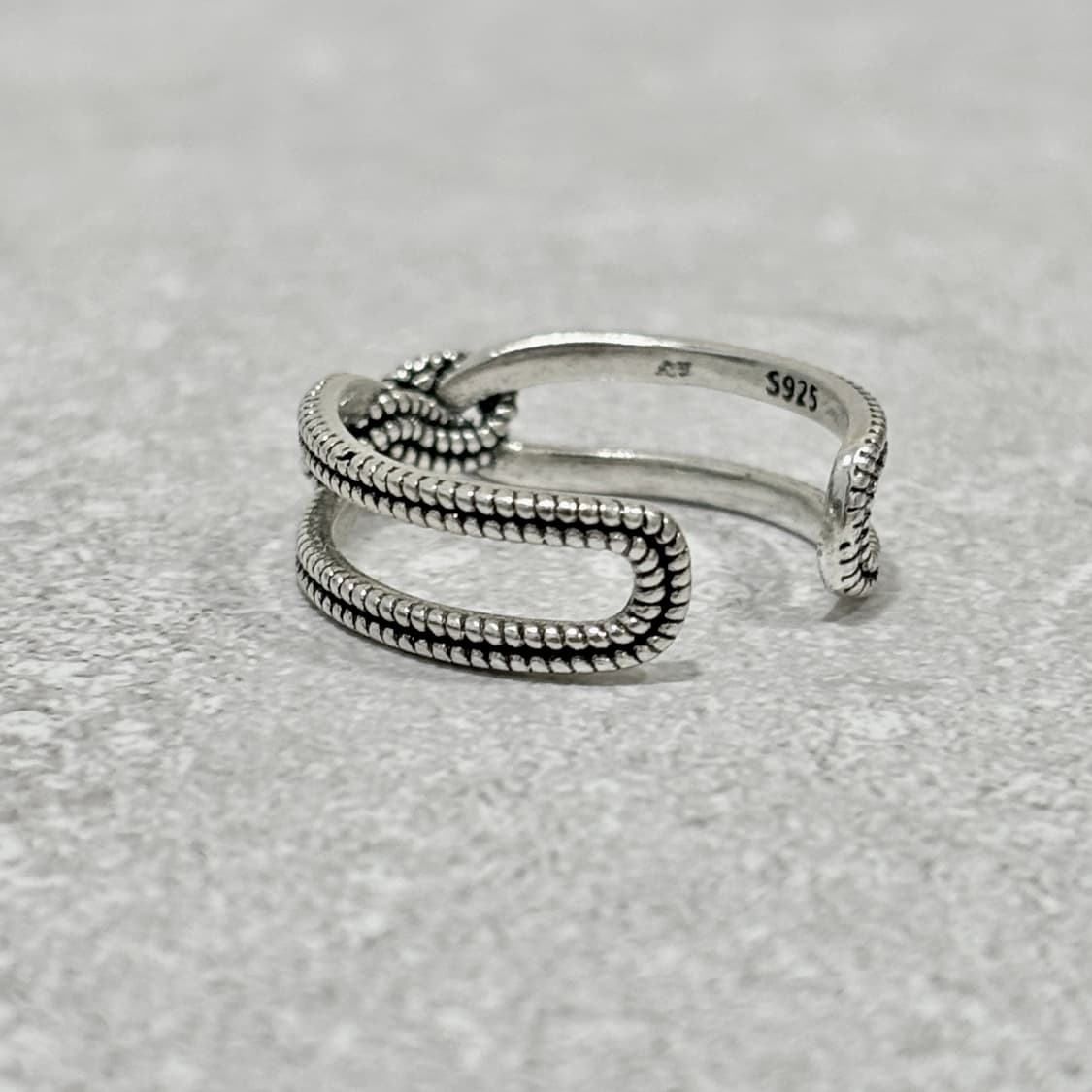 Oribell 킹크 꼬임 링크 925 스털링 실버 미니멀 오픈링 반지 상품이미지5