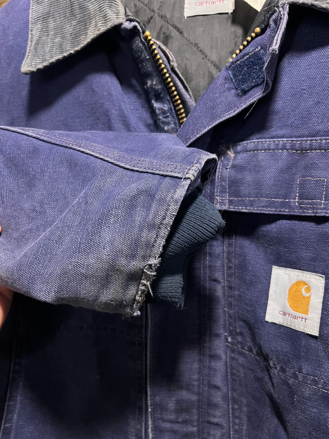 [L]90's 칼하트 USA Made CQ182 미드나잇 네이비 워크자켓 상품이미지5