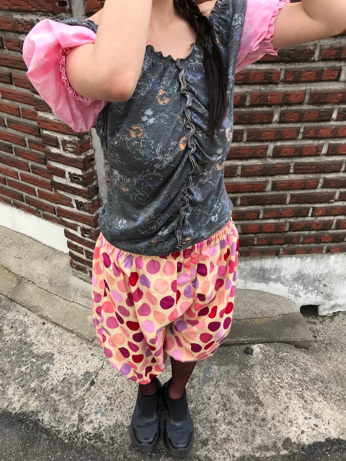 vintage pattern puff top 상품이미지6