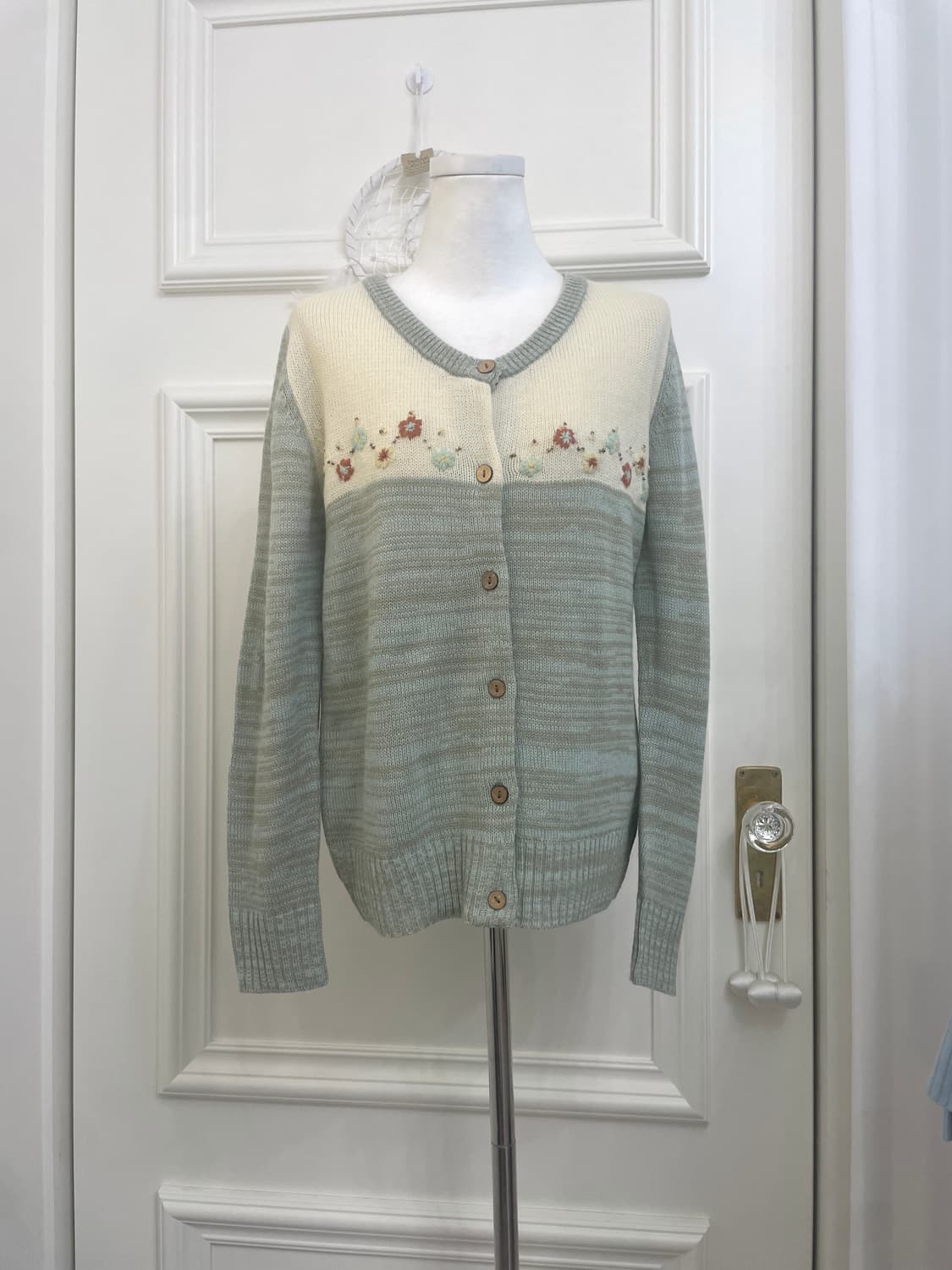 indi mint flower embroidery mori cardiga 상품이미지1