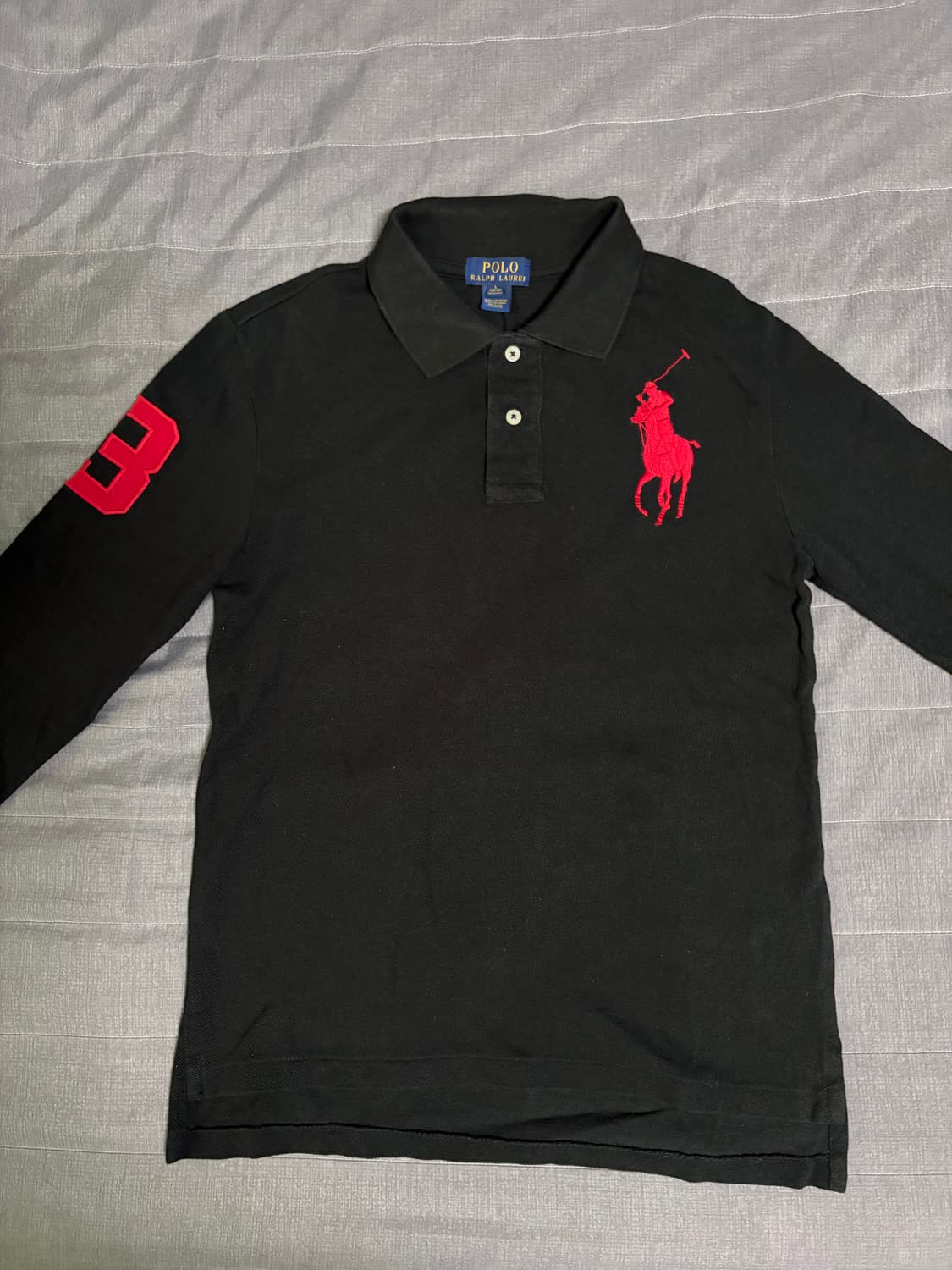 신형택)폴로 빅포니 카라 긴팔티 검빨 상품이미지1