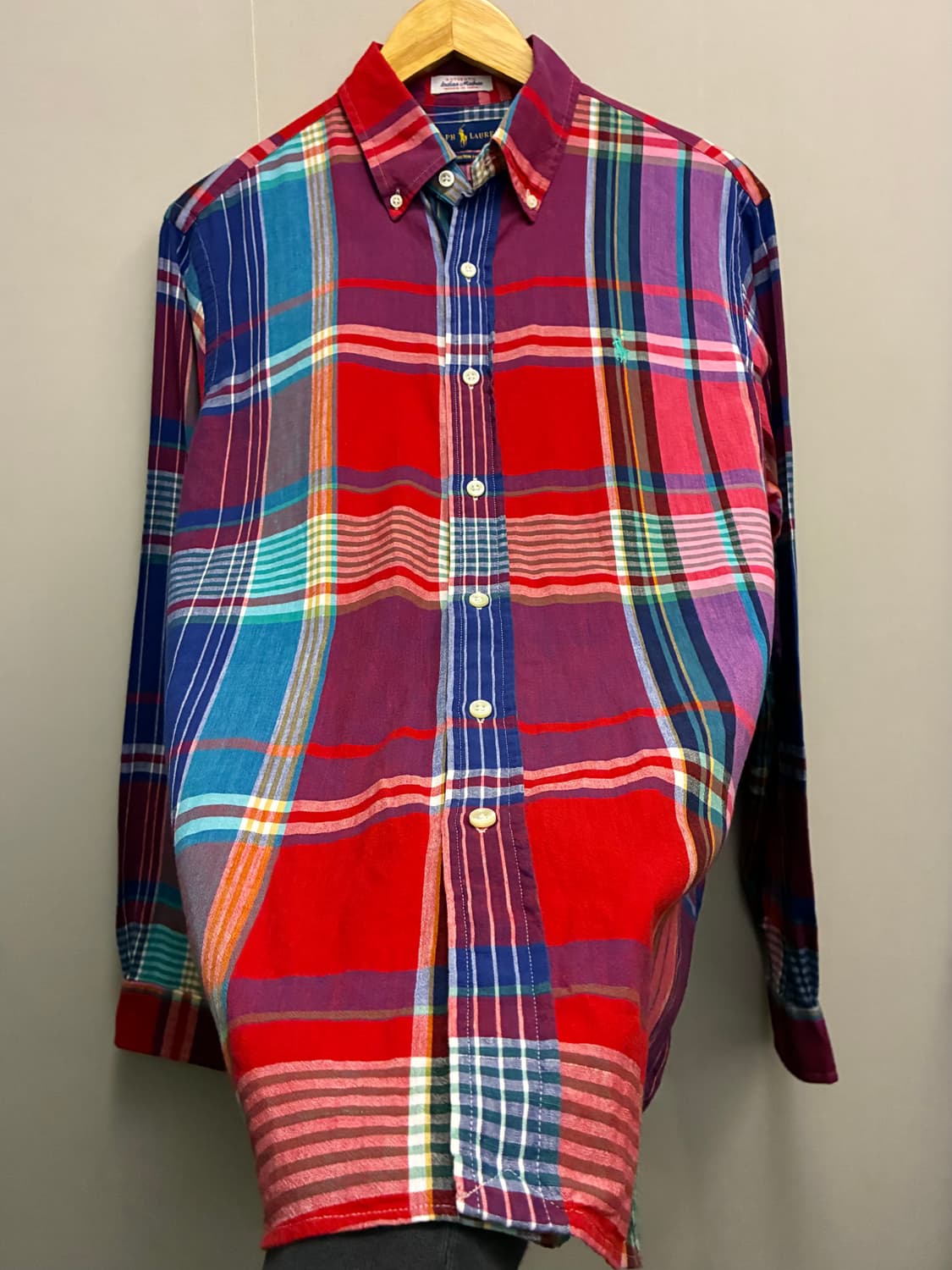 (M/100)POLO 폴로랄프로렌 마드라스 코튼 버튼다운 체크셔츠 상품이미지6