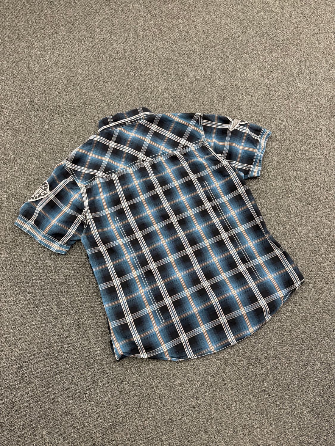 L) 할리데이비슨 빈티지 체크 플란넬 반팔셔츠 상품이미지2