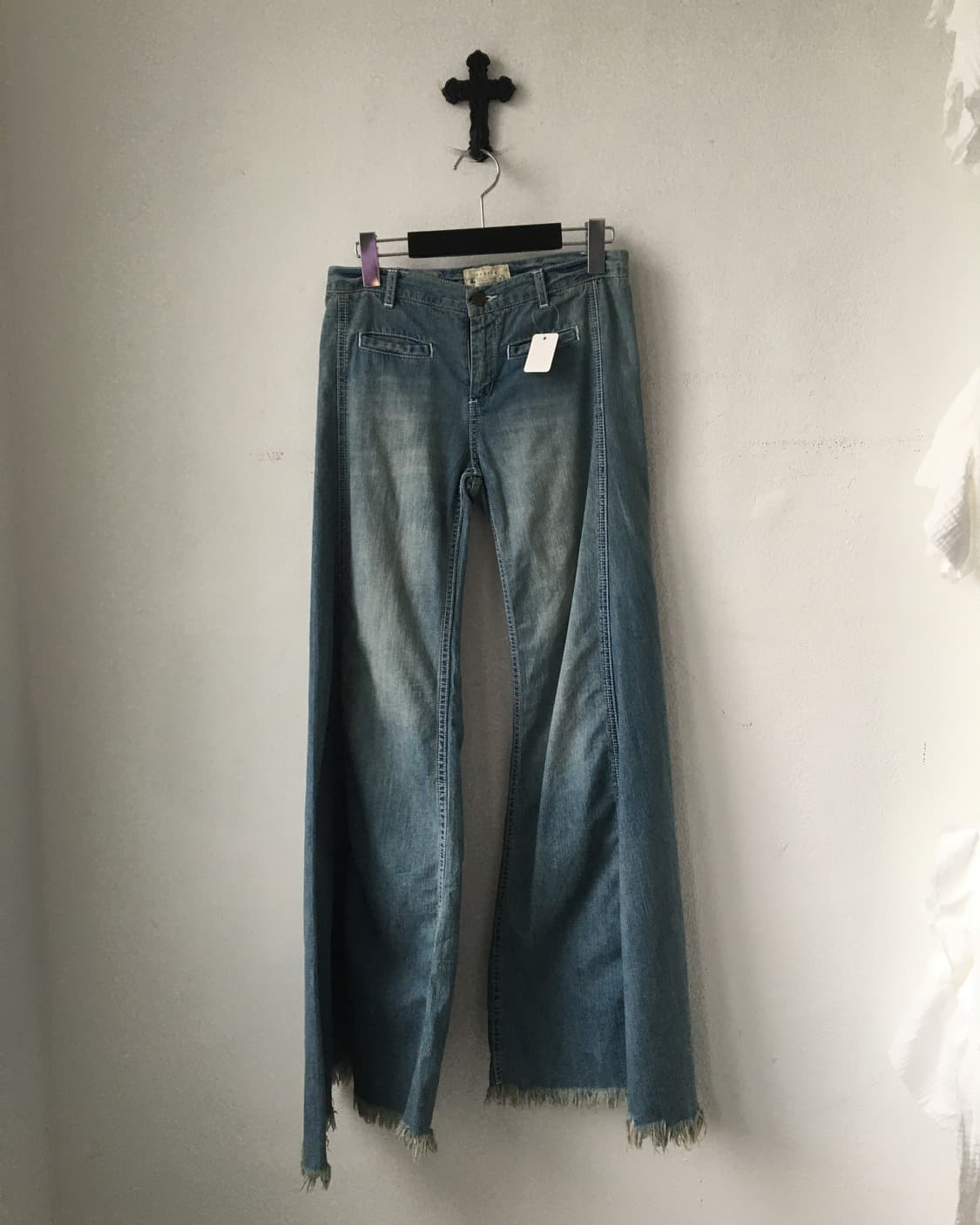 Fringe point boots cut denim pants 상품이미지1
