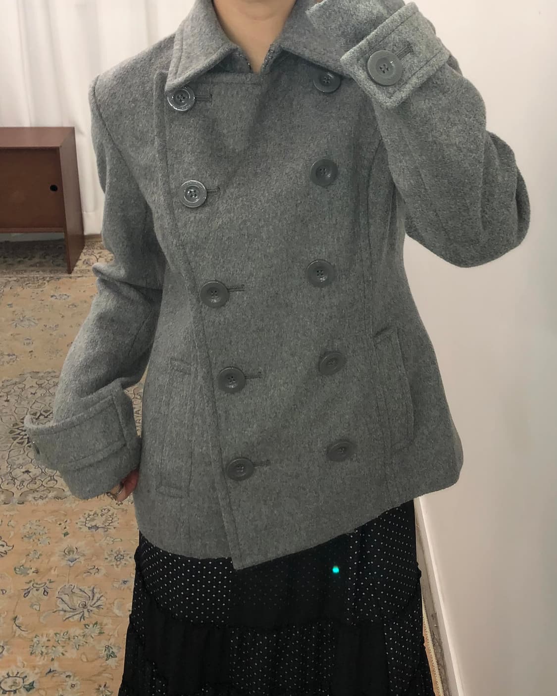 그레이 사이드 버튼 울 자켓 상품이미지2