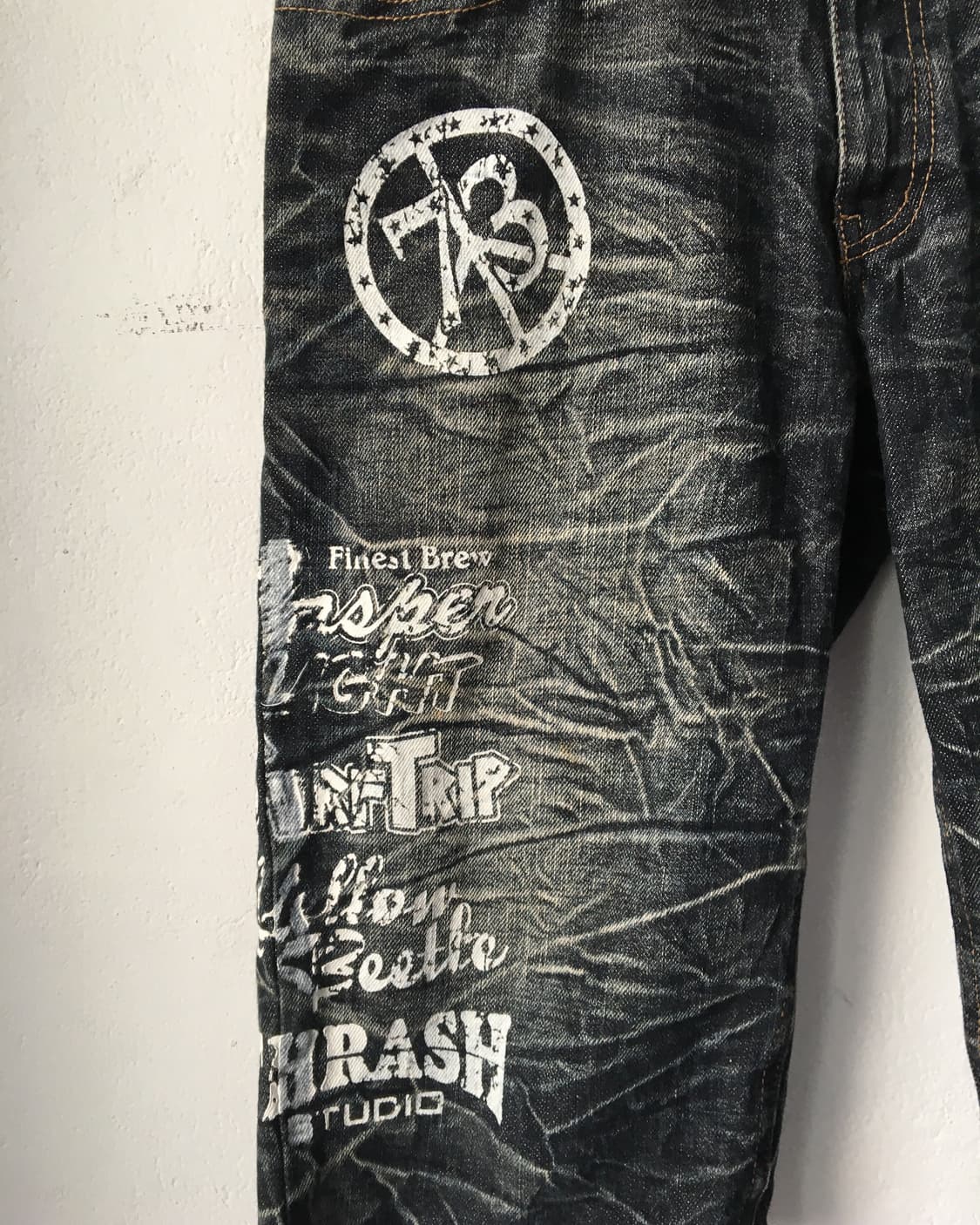 Back wing printing washing half denim pa 상품이미지5