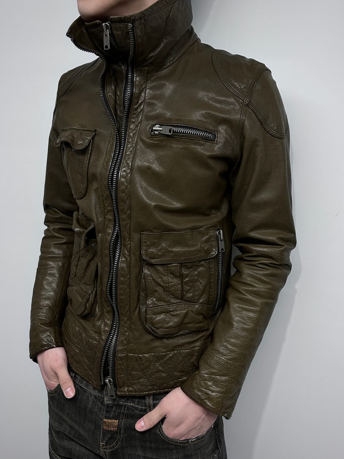 더블 지퍼 하이넥 램스킨 자켓 상품이미지6