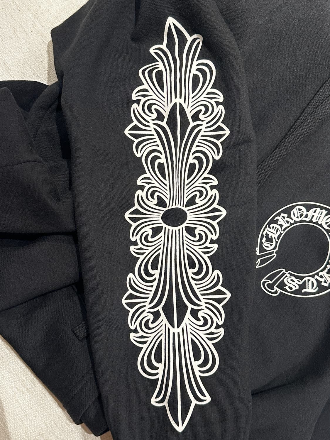 크롬하츠 홀스슈 플로랄 후드티 블랙 L 상품이미지5