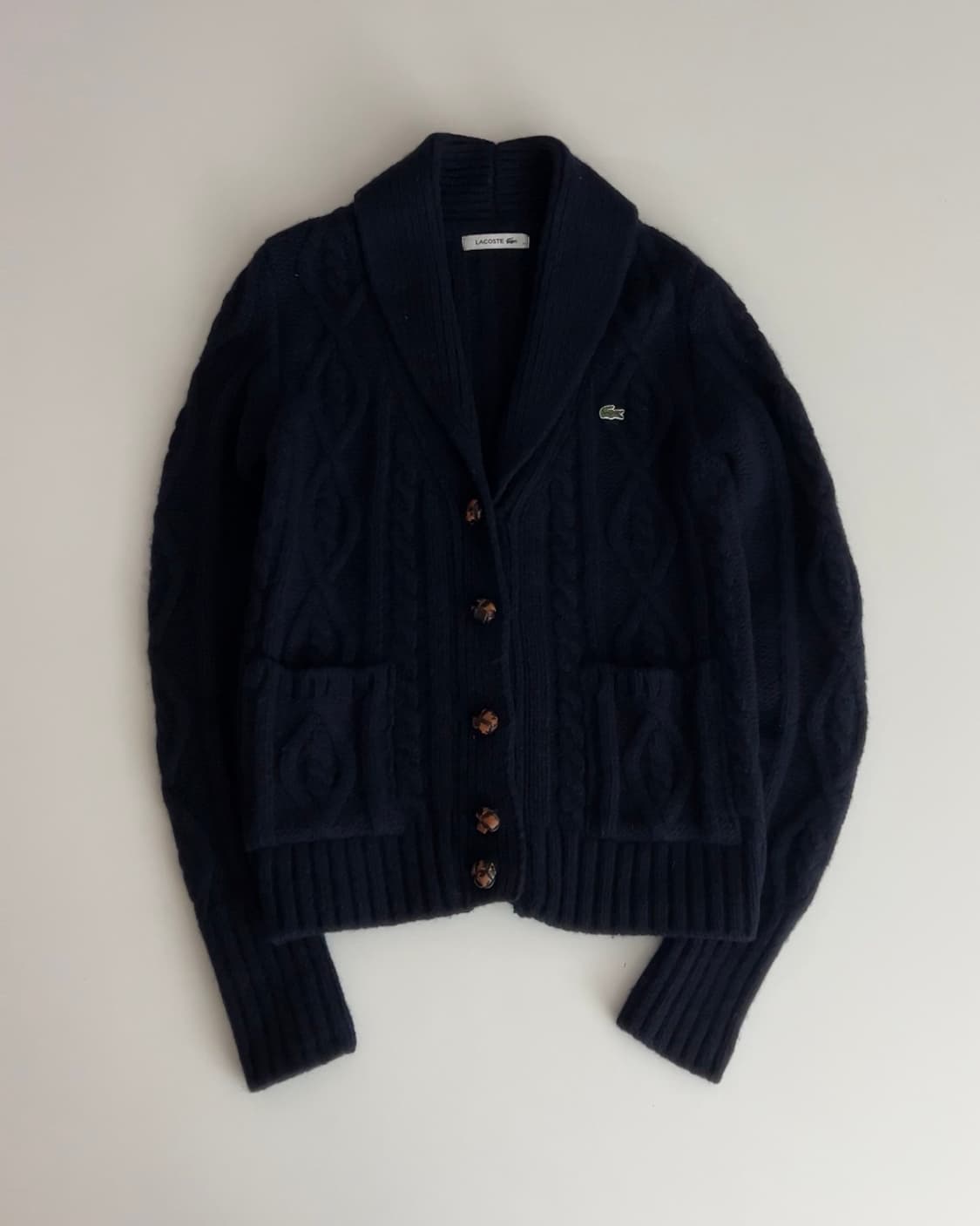 라코스테 케이블 울 숄카라 가디건 34 상품이미지1