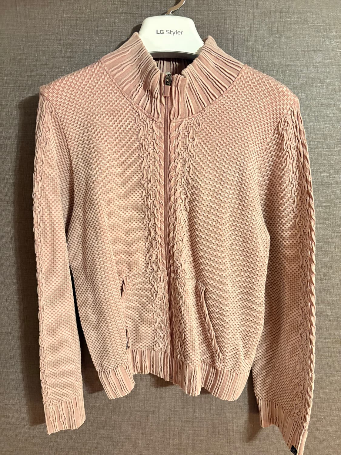 잇존어패럴 ITZON 스펀지 니트 집업 M/L 핑크 상품이미지2