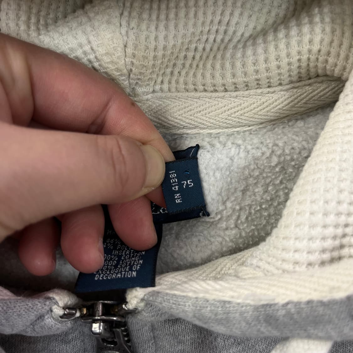 100 폴로 랄프로렌 와플 그레이 후드집업 상품이미지4