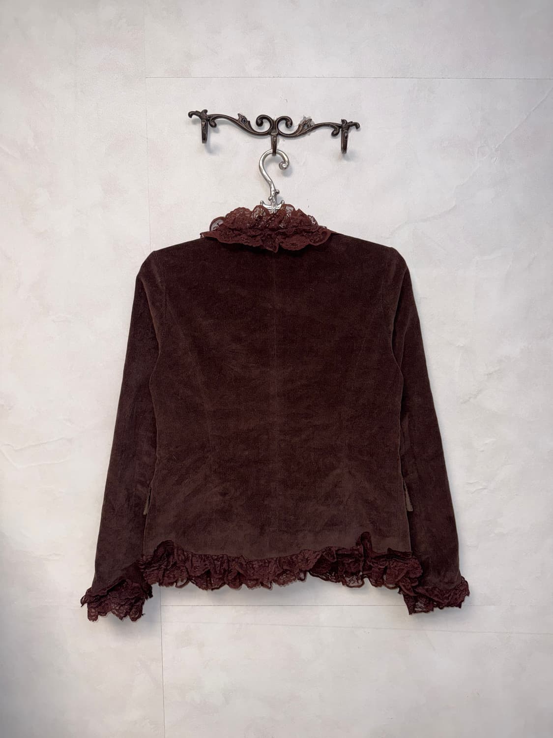 Dark brown corduroy lace detail blazer 상품이미지3