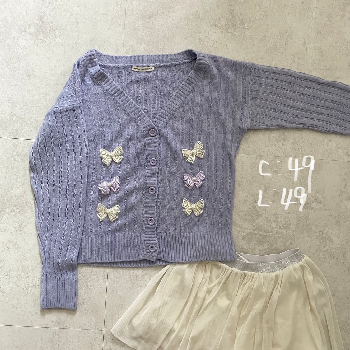 light purple ribbon cardigan 상품이미지4