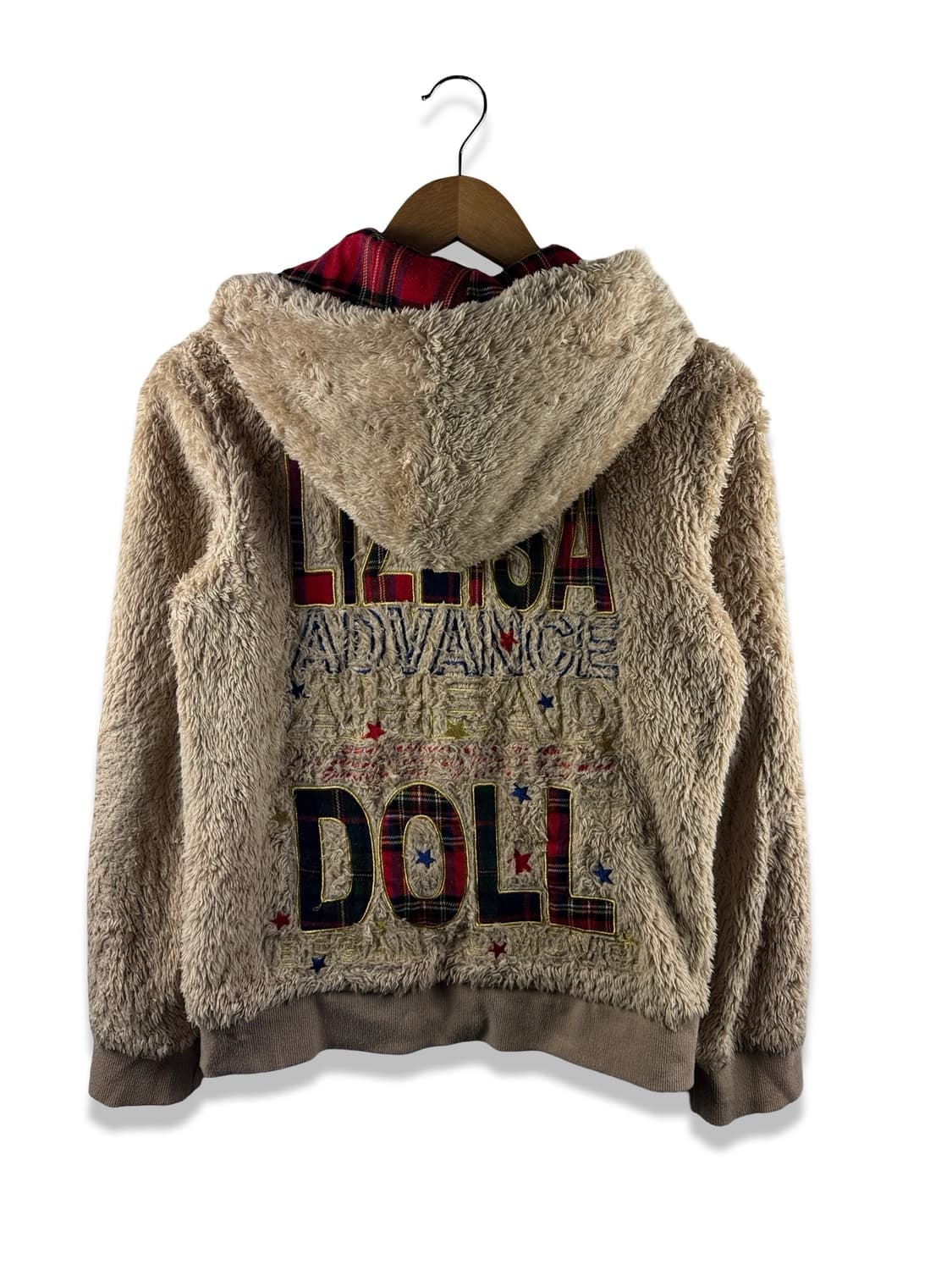 리즈리사돌 베이지 퍼 체크후드 집업2027 상품이미지1