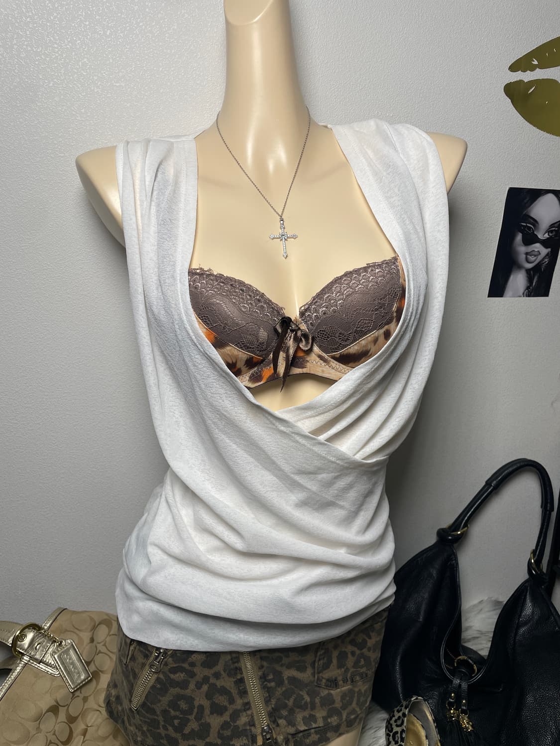 오네갸루 호피 브래지어 니트 탑세트 상품이미지1