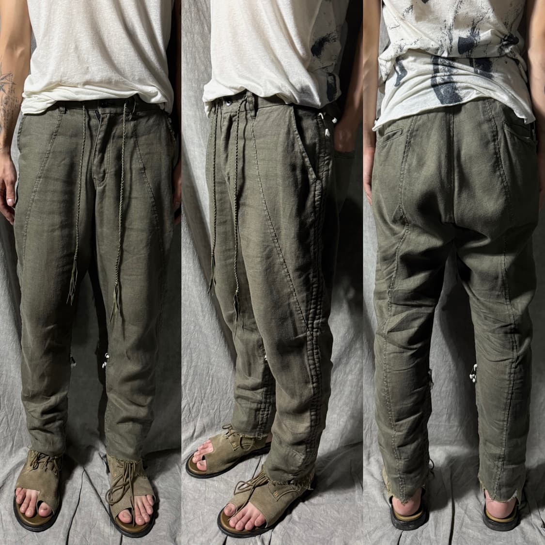 KMRii Linen Braided-String Tapered Pants 상품이미지2