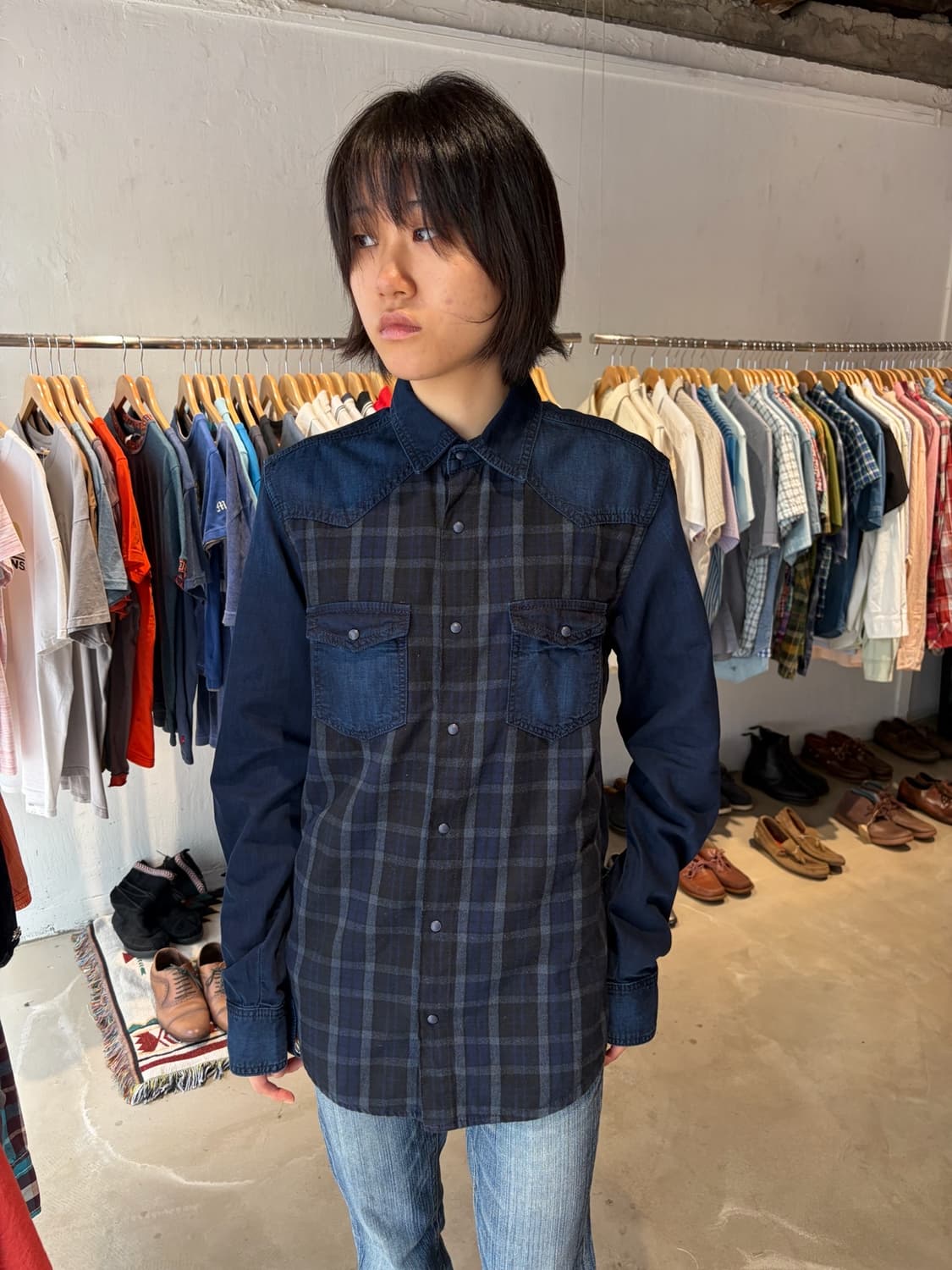 ZARA MAN 데님 컬렉션 체크 남방 M 상품이미지2