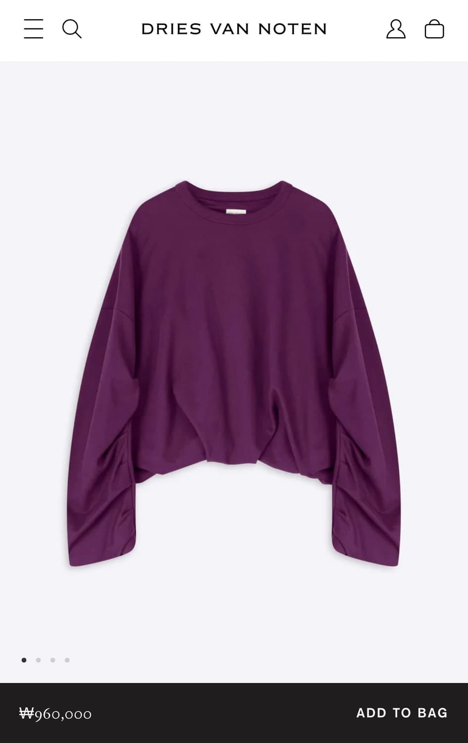 [L]드리스반노튼 26ss 드레이프 스웨트셔츠/퍼플 상품이미지7