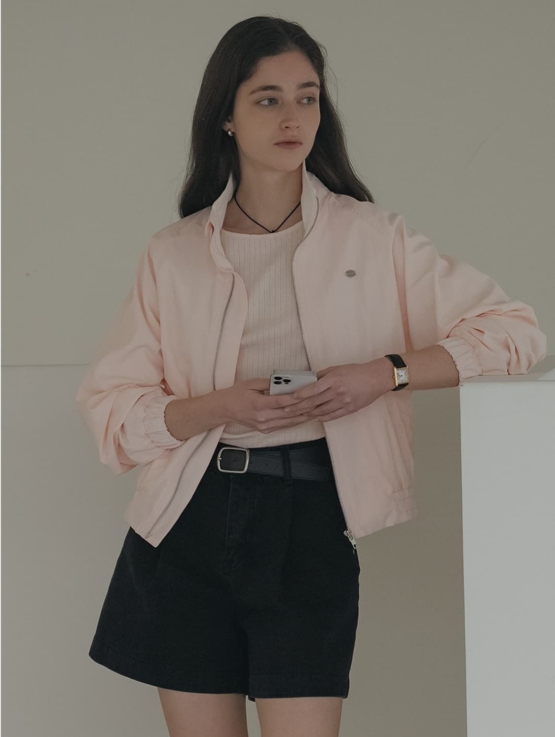 택달린새상품) 노운베러 하이넥 아노락 점퍼 바람막이 핑크 상품이미지1