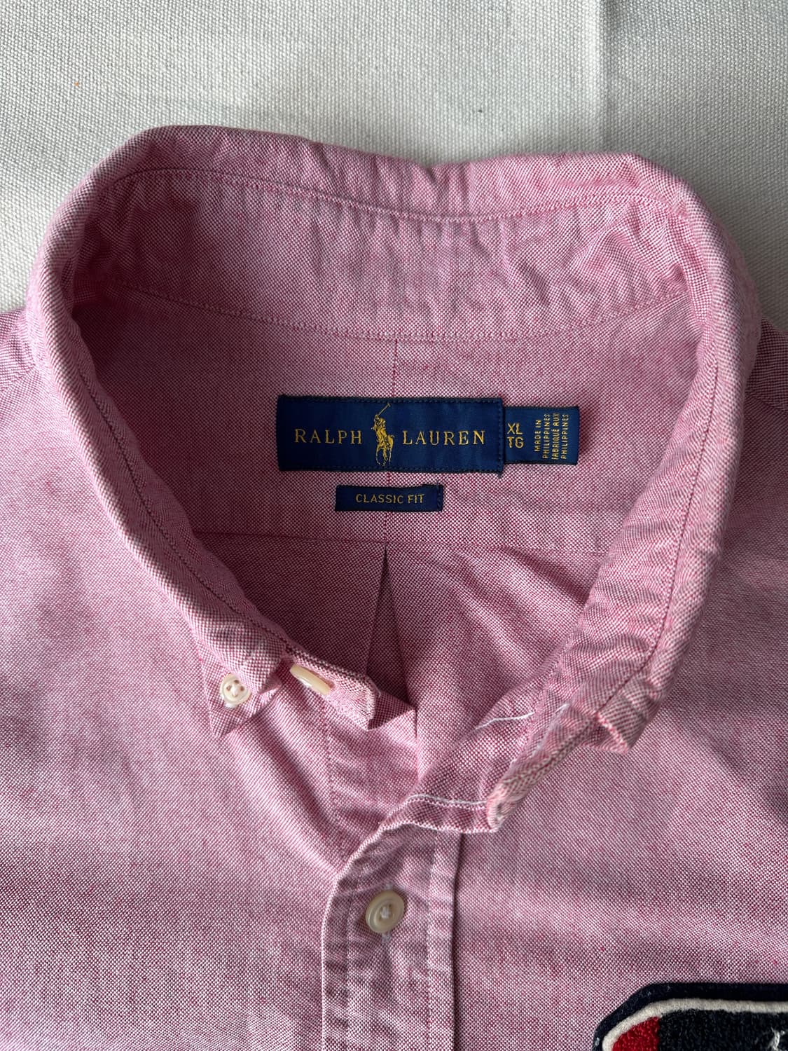 XL 폴로 P로고 와펜 옥스포드 셔츠 핑크 상품이미지2