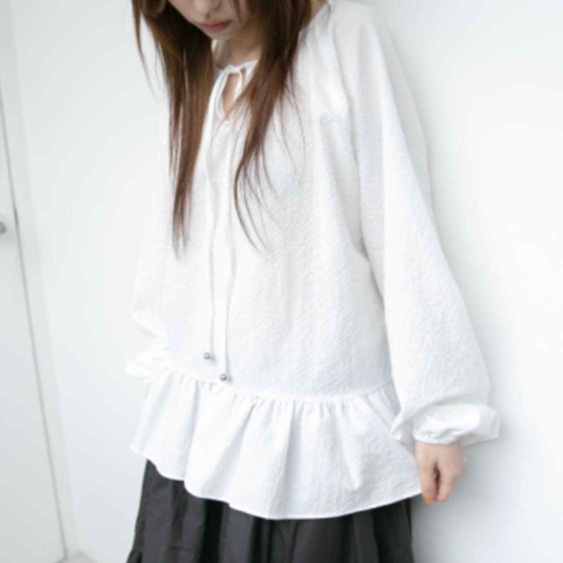 프릴 블라우스 원피스 (시어서커 보세 에이블리 지그재그 코이세이오) 상품이미지2