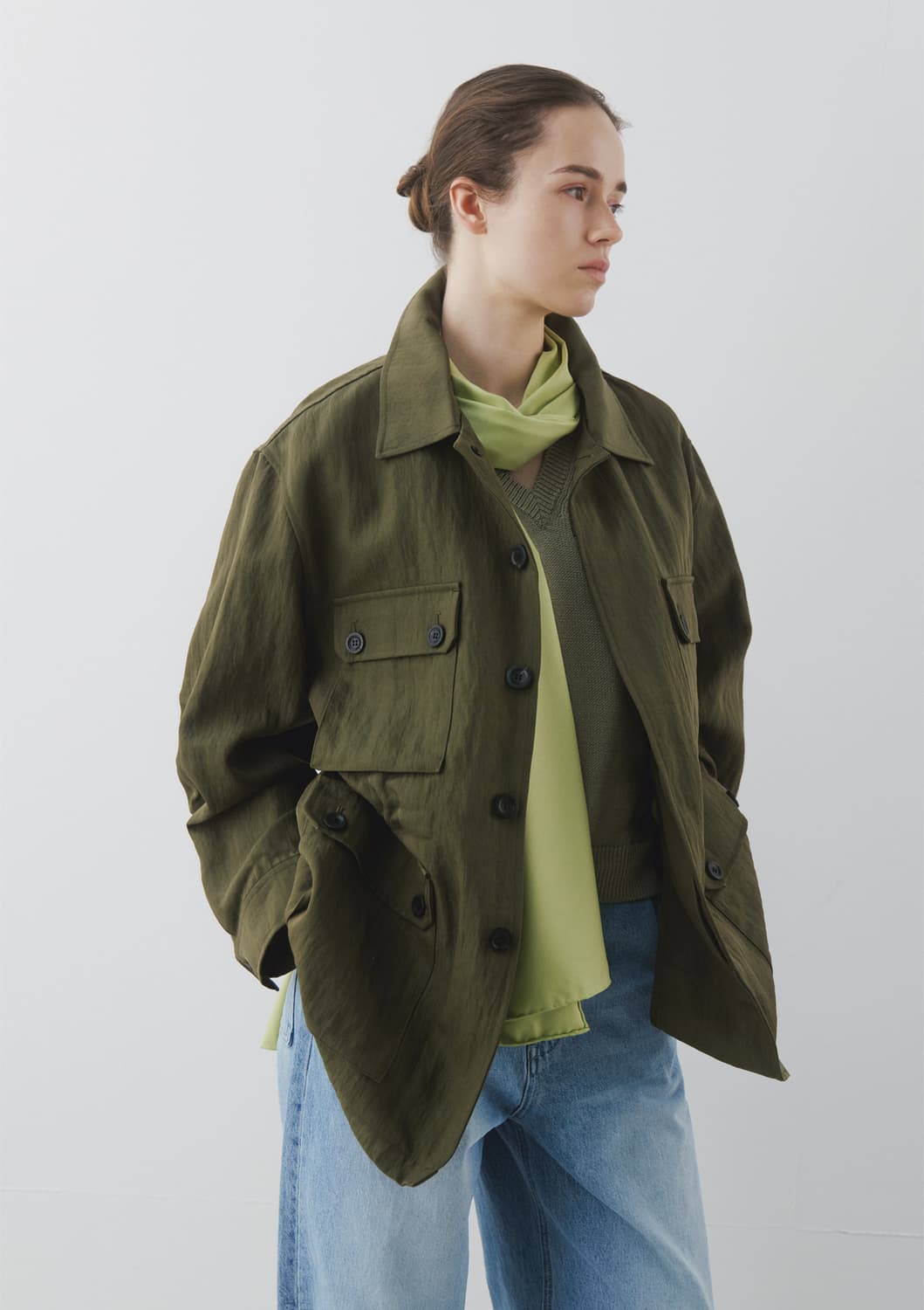 문달 Luster Safari Jacket in Olive s사이즈 상품이미지2