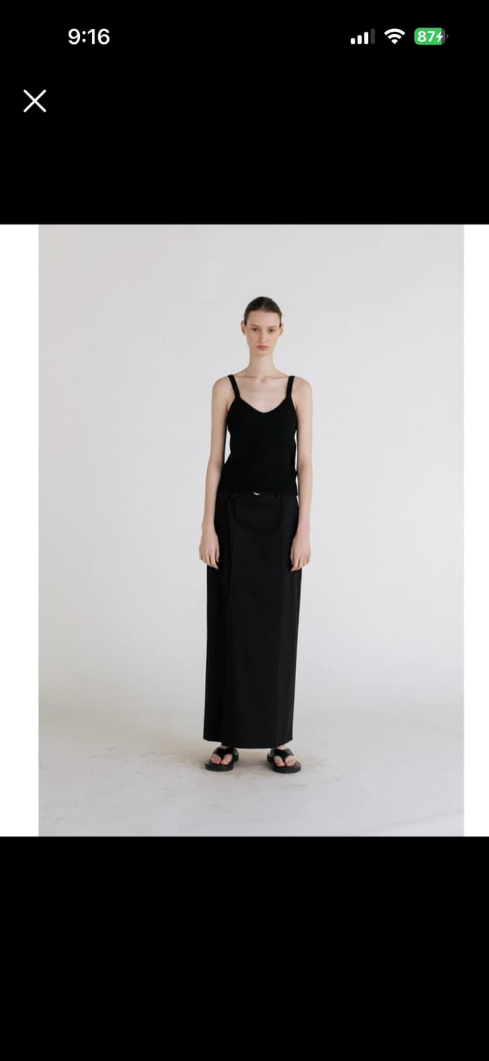 르 벨트 핀턱 스커트 블랙 S 상품이미지1