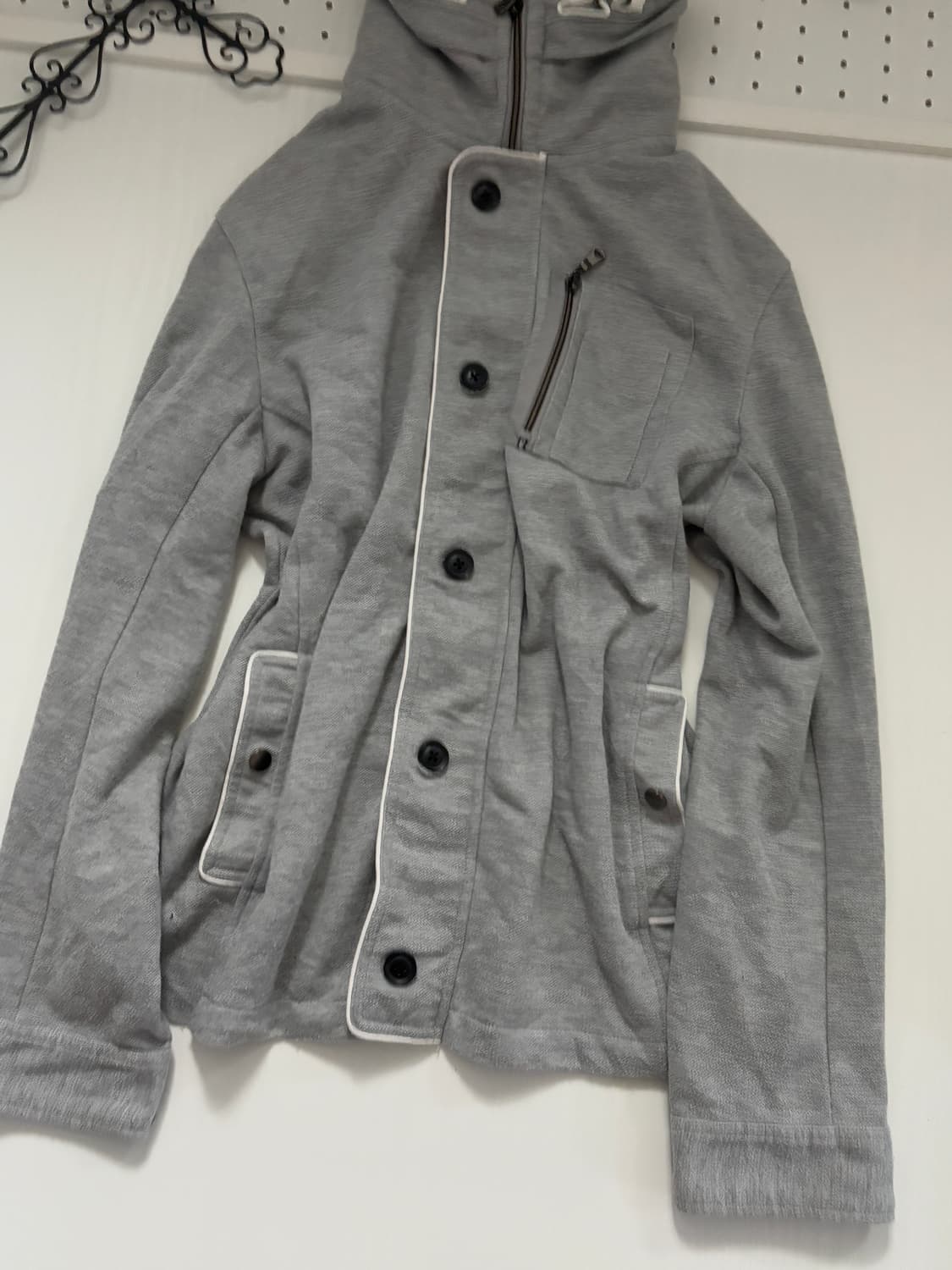 • Gray high neck loose fit zip-up 상품이미지3