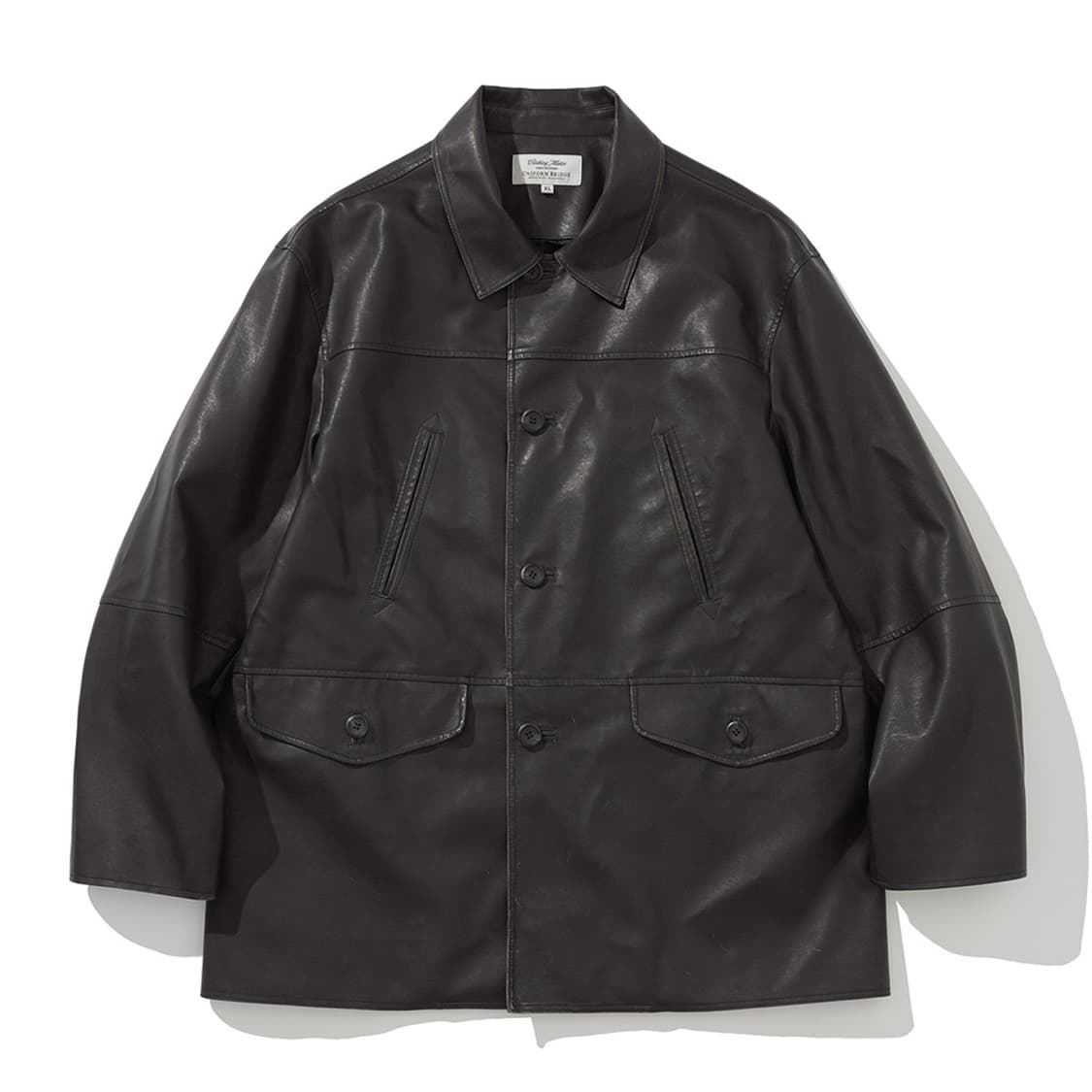 유니폼브릿지 vegan leather car coat black wash 상품이미지2
