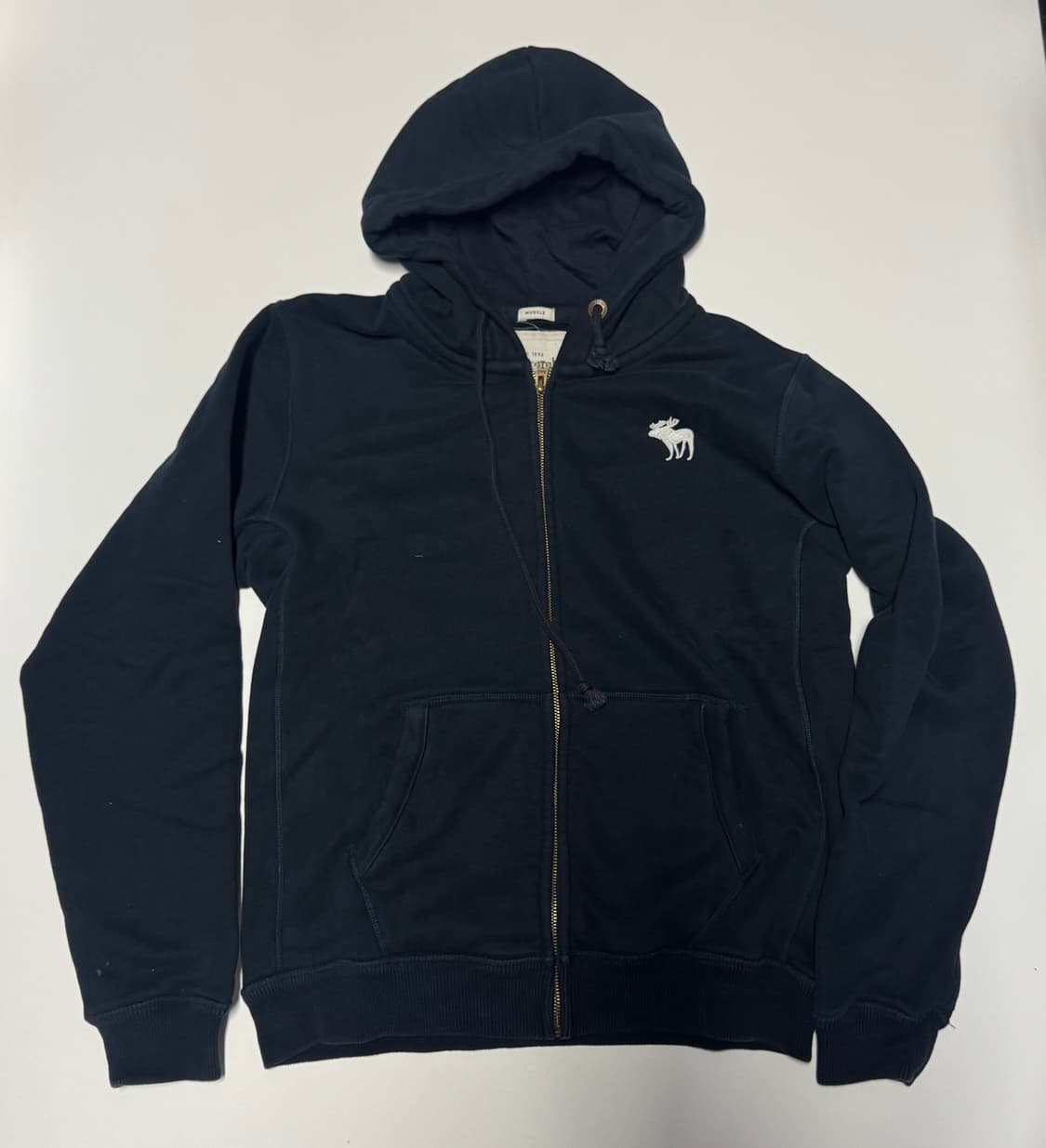 공용!! 아베크롬비 y2k 순록 로고 기모 후드집업 네이비 상품이미지1