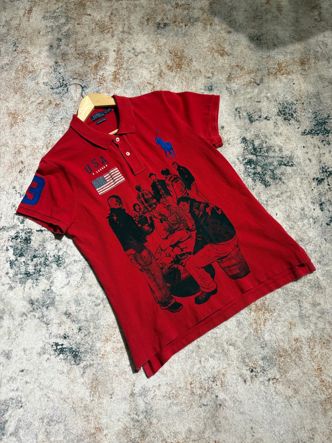 폴로 빅포니 USA 성조기 커스텀 반팔 카라 티셔츠 상품이미지1