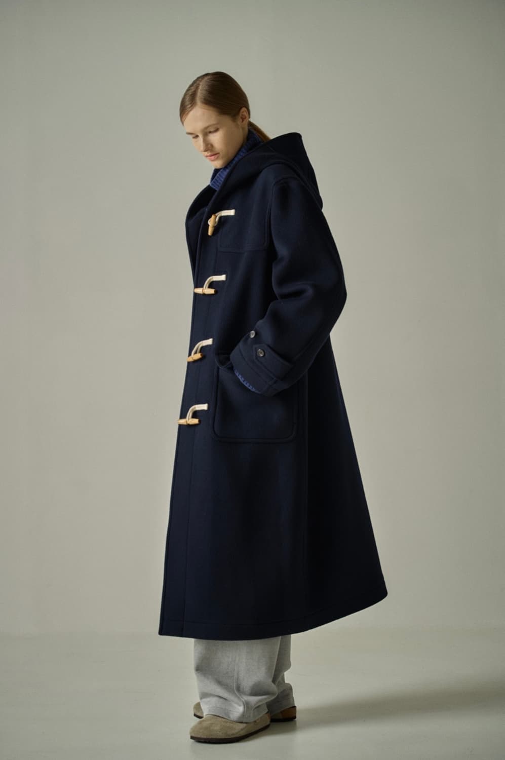[M] 파사드패턴 더플 코트 네이비 상품이미지2