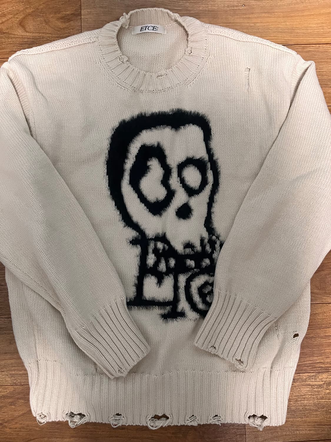 ETCE 스컬 아이보리 니트 skull 상품이미지3