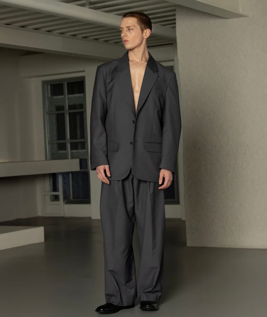 데꼬로소 테일러 오버핏 와이드 셋업 수트 차콜 XL 상품이미지2