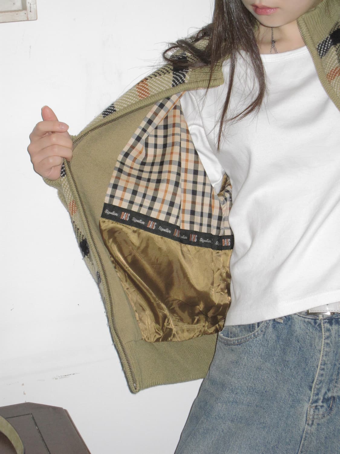 닥스 코지 체크 집업 상품이미지3