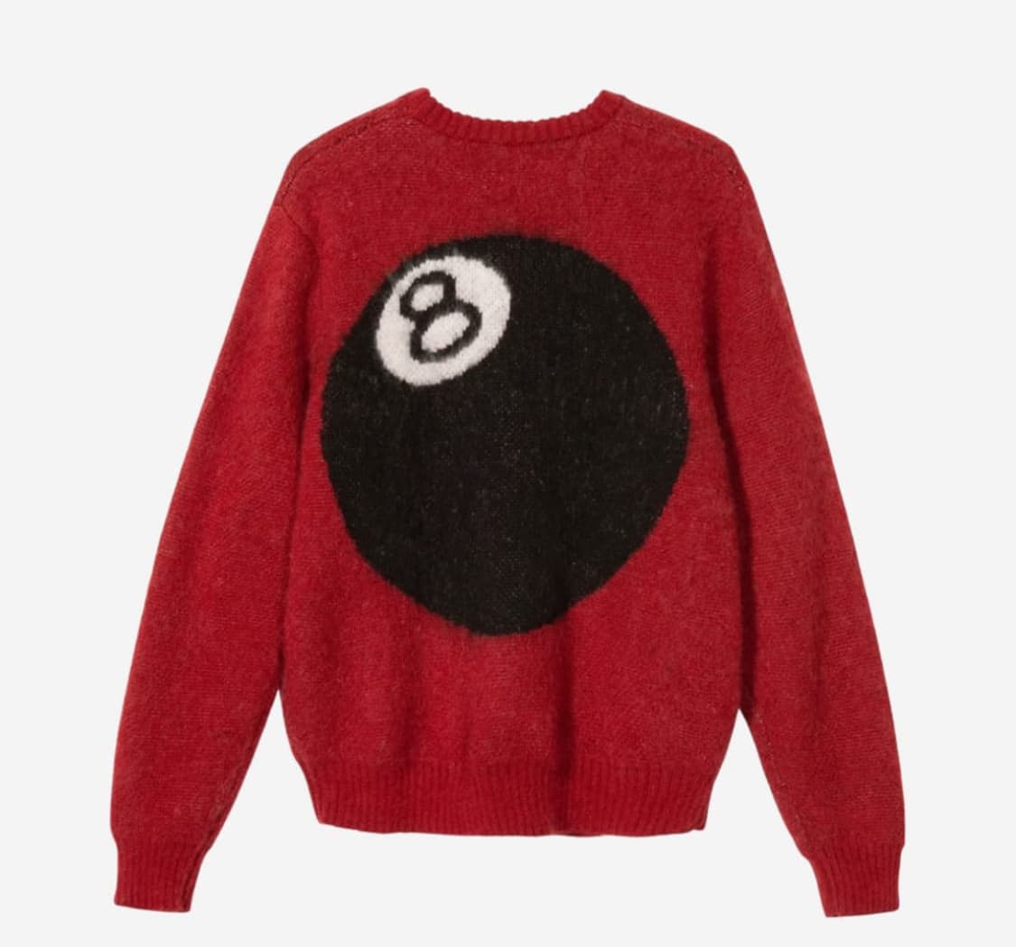 스투시 8볼 헤비 브러쉬드 모헤어 스웨터 레드(XL) size 상품이미지1